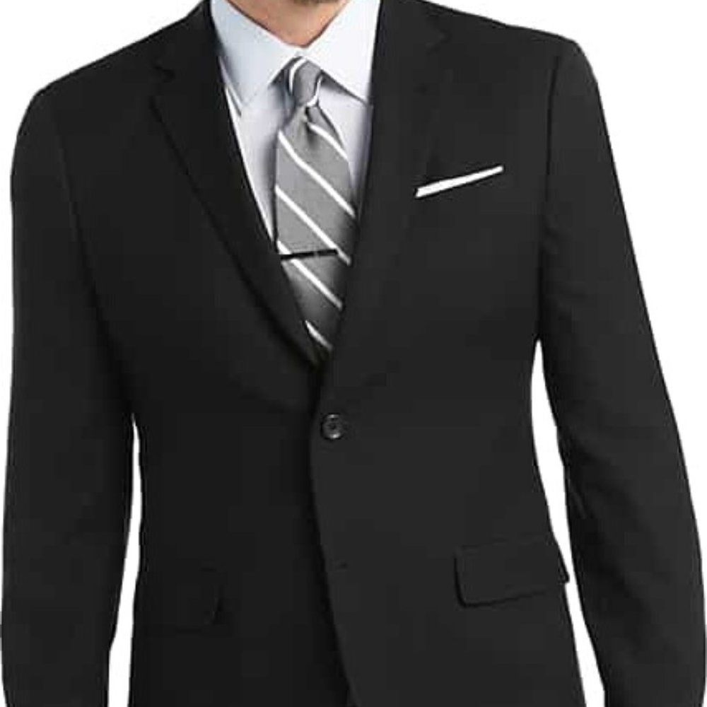 Egara Black Mens Suit Jacket Size 46 L